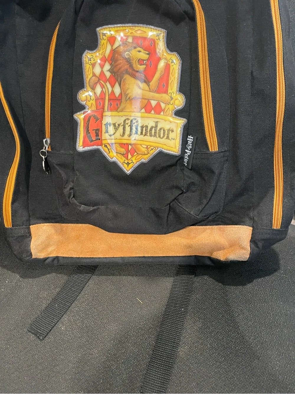 Black Harry Potter Gryffindor Backpack with Suede